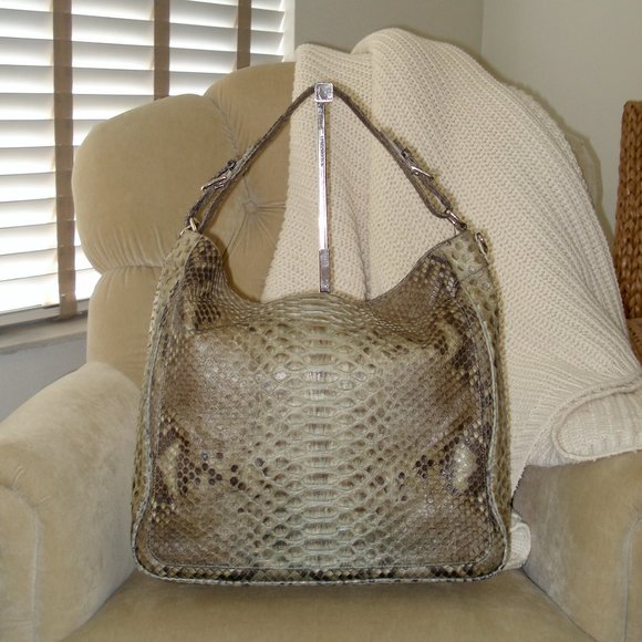 VTG Auth EILEEN KRAMER Genuine Python Slouchy Hobo Satchel Bag - Picture 1 of 6